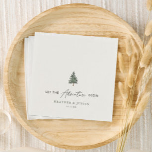 Let The Adventure Begin Mountain Wedding  Napkin