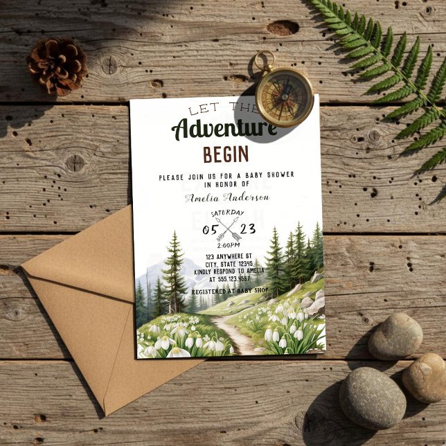 Let The Adventure Begin Mountains Baby Shower Invitation (Creator Uploaded)