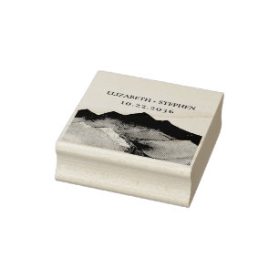 Let The Adventure Begin Outdoor Mountain Wedding Rubber Stamp