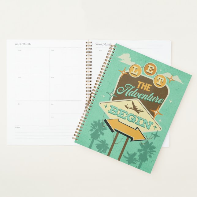 Let the adventure begin retro style design planner (Display)