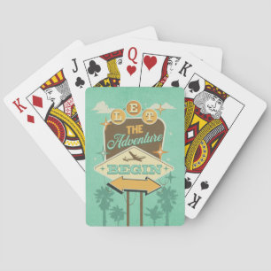 Let the adventure begin retro style design playing cards