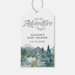 Let the Adventure Begin rustic mountains nature Gift Tags