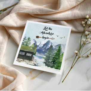 Let the Adventure Begin Rustic Watercolor Napkin