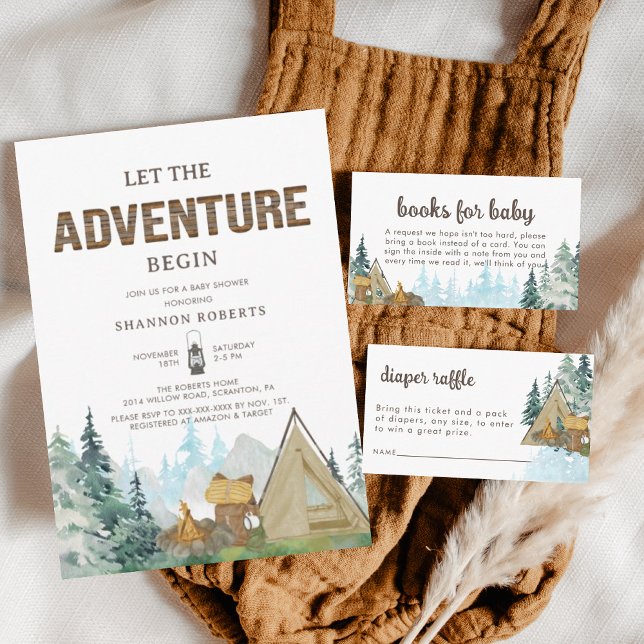 Let the Adventure Begin Rustic Wood Baby Shower Invitation (Creator Uploaded)
