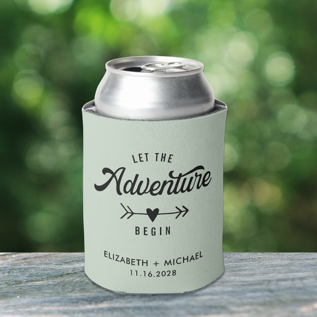 Let The Adventure Begin Sage Wedding Favour Can Cooler (Creator Uploaded)