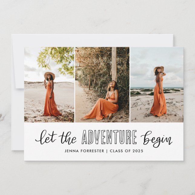 Let The Adventure Begin Script | Graduate Photo Invitation (Front)