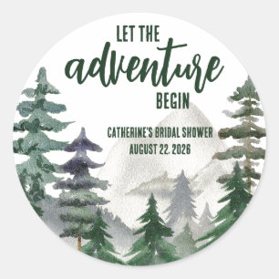 Let the Adventure Begin! Shower Favour Gift Classic Round Sticker
