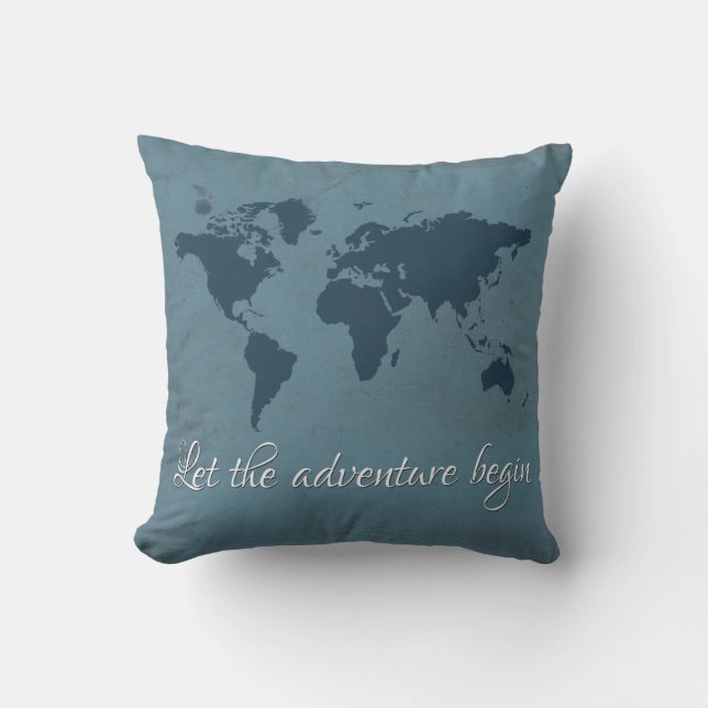 Let the adventure begin throw pillow (Front)