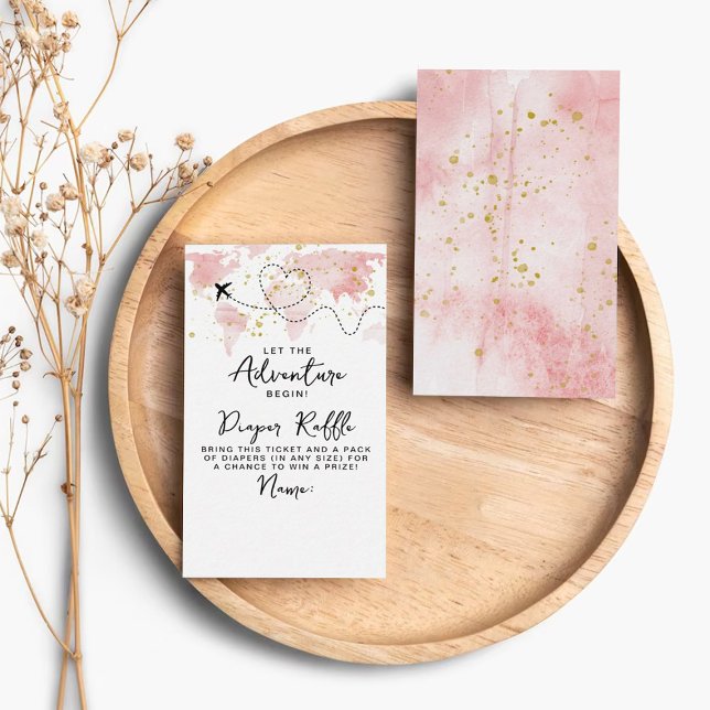 "Let The Adventure Begin!" Travel Map Baby Shower Enclosure Card (Creator Uploaded)