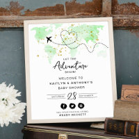 "Let The Adventure Begin!" Travel Map Baby Shower
