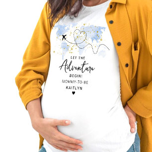 "Let The Adventure Begin!" Travel Map Baby Shower T-Shirt