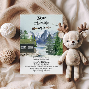 Let the Adventure Begin Watercolor Mountain  Invitation