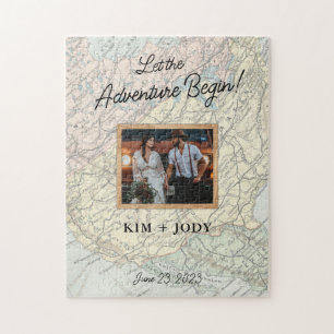 Let the Adventure Begin Wedding Photo Jigsaw Puzzle