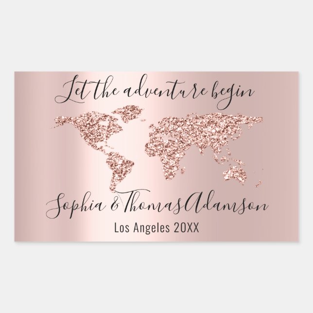 Let The Adventure Begin Wedding  World Earth Rose Sticker (Front)