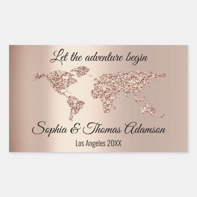 Let The Adventure Begin Wedding  World Rose Gold Sticker (Front)