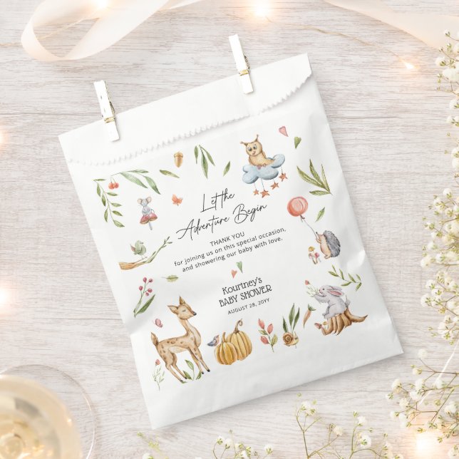 Let the Adventure Begin' Woodland Baby Shower Favour Bag (Clipped)