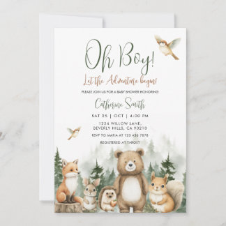 Let the Adventure Begin Woodland Baby Shower Invitation