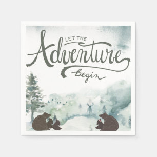 Let the Adventure Begin Woodland Bears Napkin