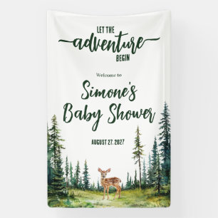 Let the Adventure Begin! Woodland Fawn Baby Shower Banner