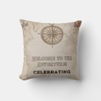 Let the Adventure Vintage Travel Welcome Sign Throw Pillow