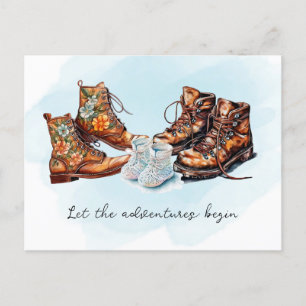 Let the Adventures Begin Pregnancy Announcement Postcard