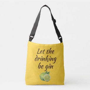 Let the drinking be gin Tote Bag. Black/yellow