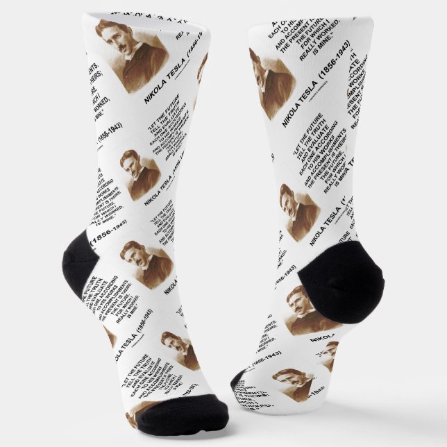 Let The Future Tell The Truth Nikola Tesla Quote Socks (Angled)