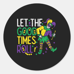 Let The Good Time Roll Jester Bead Funny Mardi Gra Classic Round Sticker
