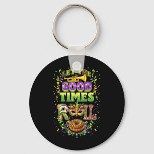 Let The Good Time Roll Mardi Gras Beads Louisiana  Keychain