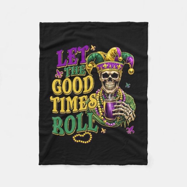 Let The Good Time Roll Mardi Gras Carnival  Fleece Blanket (Front)