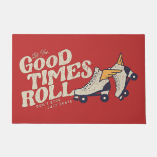 LET THE GOOD TIMES ROLL 80s RETRO ROLLER SKATE Doormat