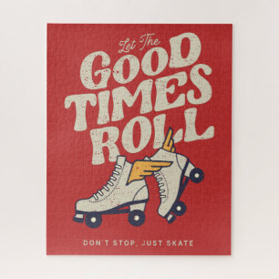 LET THE GOOD TIMES ROLL 80s RETRO ROLLER SKATE Jigsaw Puzzle