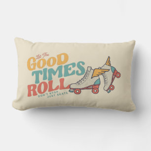 LET THE GOOD TIMES ROLL 80s RETRO ROLLER SKATE Lumbar Pillow