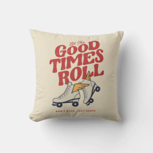 LET THE GOOD TIMES ROLL 80s RETRO ROLLER SKATE Throw Pillow