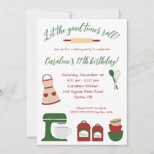 Let the Good Times Roll!  Baking Birthday Party Invitation