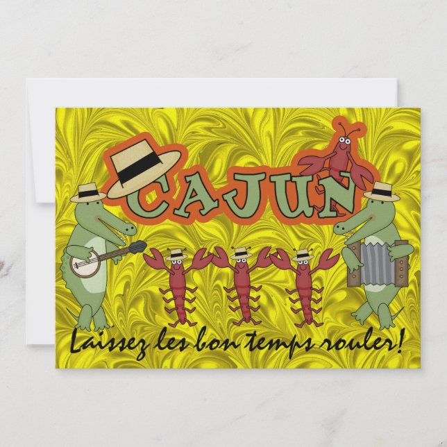 Let the Good Times Roll! Cajun Style! Mardi Gras Invitation (Front)