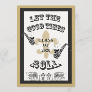 Let the Good Times Roll Graduation Party Invitation