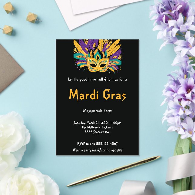 "Let the Good Times Roll: Mardi Gras Celebration" Acrylic Invitations (Insitu (Wedding))