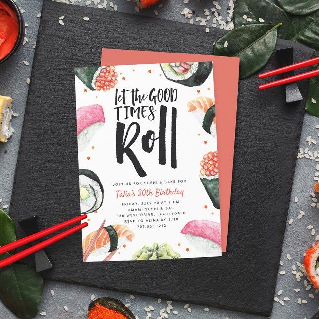Let The Good Times Roll | Sushi Birthday Party Invitation (Creator Uploaded)