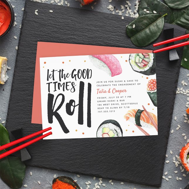 Let The Good Times Roll Sushi Engagement Party Invitation (Creator Uploaded)
