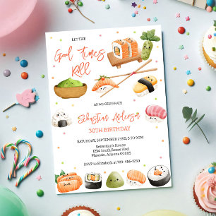 Let The Good Times Roll Sushi Party Birthday Invitation