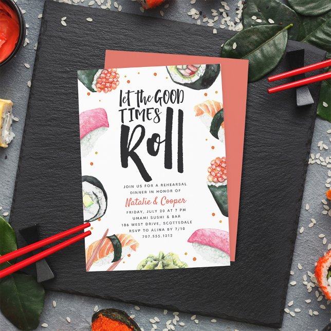 Let The Good Times Roll | Sushi Rehearsal Dinner Invitation (Creator Uploaded)
