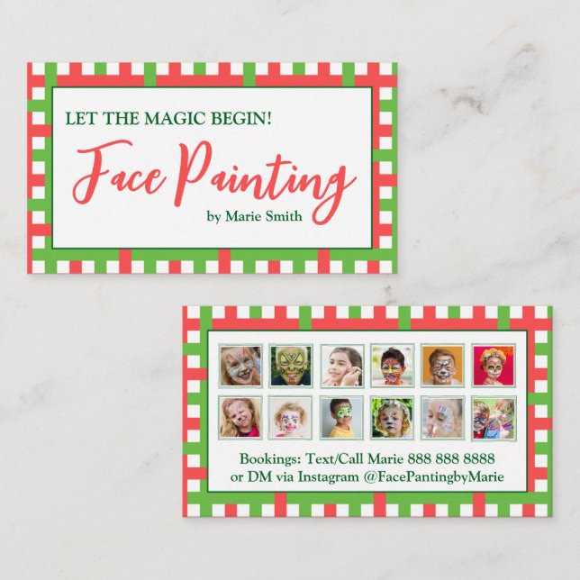 Let the Magic Begin! Custom Face Painting Business Card (Front/Back)