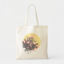 Let The Moon Guide, Wolf & Moon, Rustic Letters Tote Bag