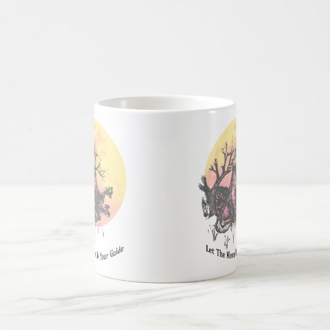 Let The Moon Guide, Wolf on Moon & Hand Lettered Coffee Mug (Center)