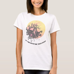 Let The Moon Guide, Wolf on Moon Rustic Letters T-Shirt