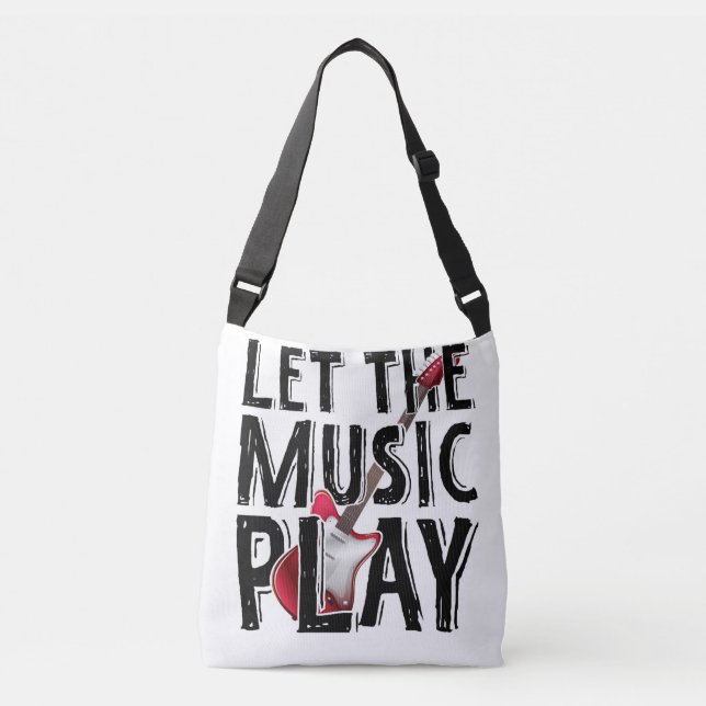 Let The Music Play Electric Guitar Crossbody Bag (Front)