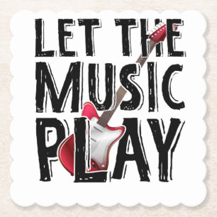Let The Music Play Electric Guitar Paper Coaster