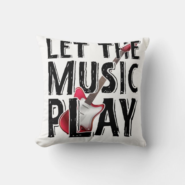 Let The Music Play Electric Guitar Throw Pillow (Front)
