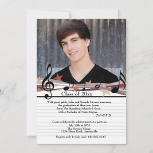 Let the Music Play On Photo Graduation Invitation